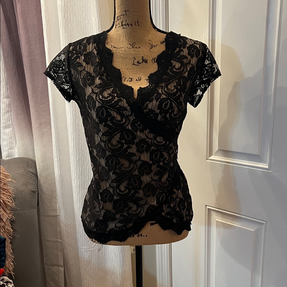 Chic Black Lace Blouse